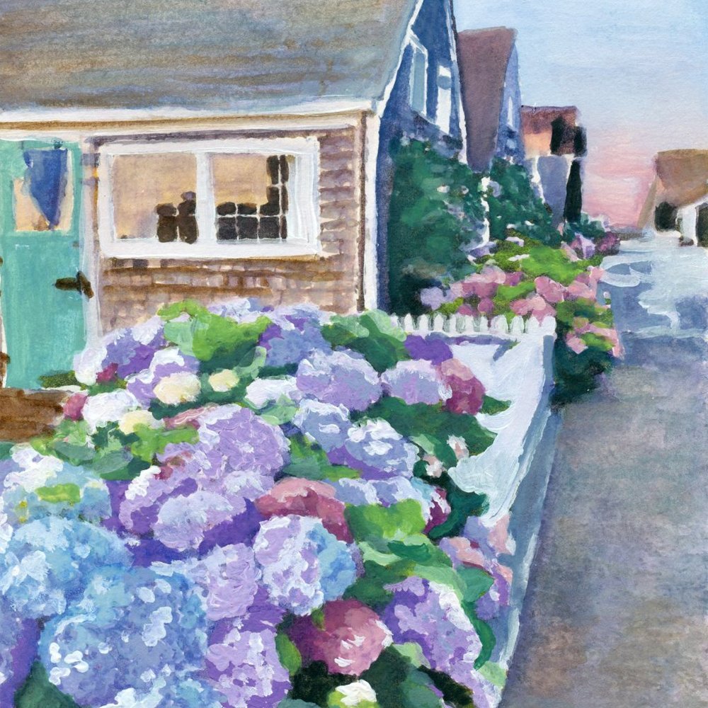 Nantucket Print, Nantucket Painting, hYDRANGEAS, Nantucket Poster, Nantucket Art - Picture 3 of 5